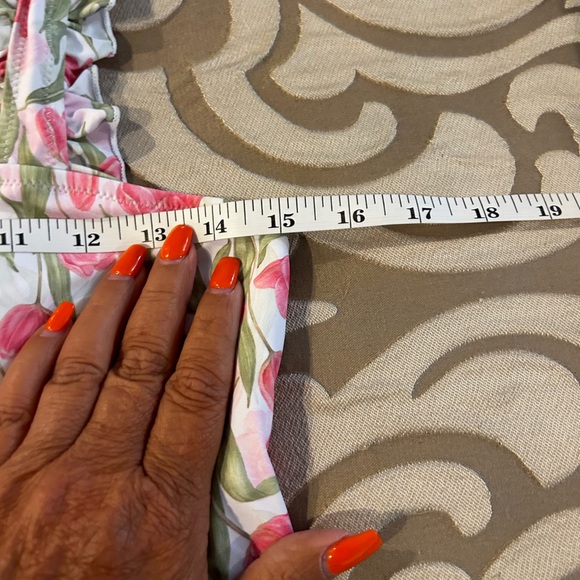 ❗️SOLD❗️Rose Print Ruffled Straps One Piece Swimsuit - Picture 6 of 9